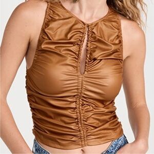 Free People Ride Along Ruched Crop Tank Cowboy